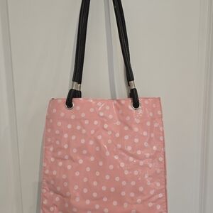 Fleabag Pink Polka Dot Tote Bag,‎ Oil Cloth, Girls, Diaper, Waterproof
